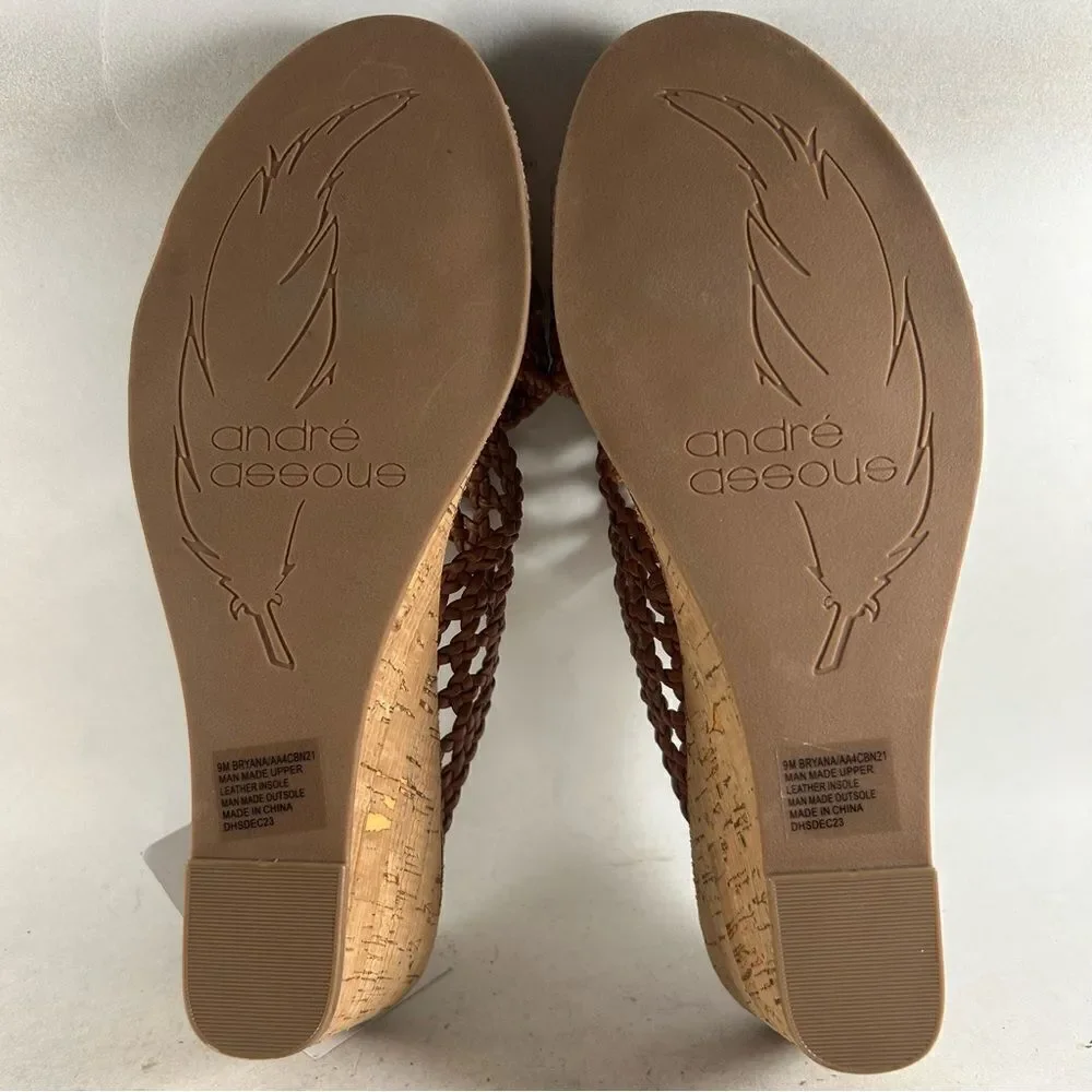 André Assous Bryana Women’s Woven Wedge Sandals Brown Size 9 M